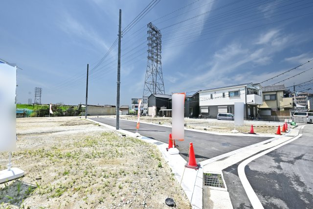尼崎市田能4丁目建築条件無し土地｜全9区画＋90㎡の外観|造成工事も完了しており、土地の形状、大きさも確認して頂けます。詳しくはお気軽にお問い合わせください。