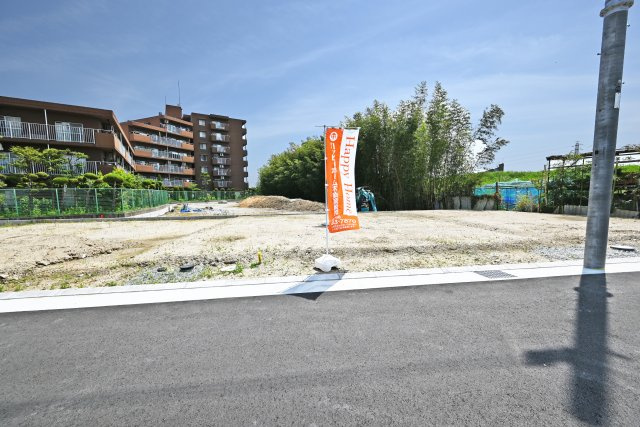 尼崎市田能4丁目建築条件無し土地｜全9区画＋90㎡の外観|G号地外観写真になります。北東側接道の区画です。整形地になっていますので、お好みのプランが入りやすくなっています。
