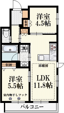 Ｆｌａｖｏｒ　Ｌｉｆｅ　Ａｓａｇａｙａの間取り|★角部屋★床暖房★充実の設備★