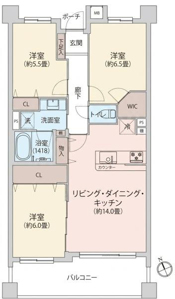 シティハウス上大岡の間取り|使い勝手の良い3LDK
お気軽にお問い合わせください。