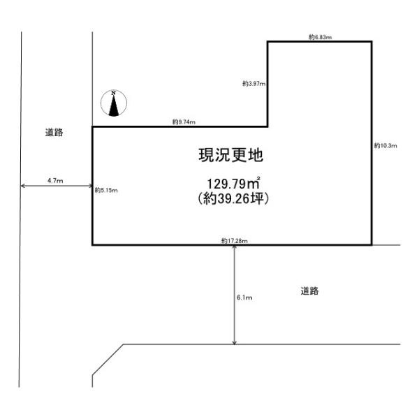 橿原市小房町　建築条件なし土地の土地図