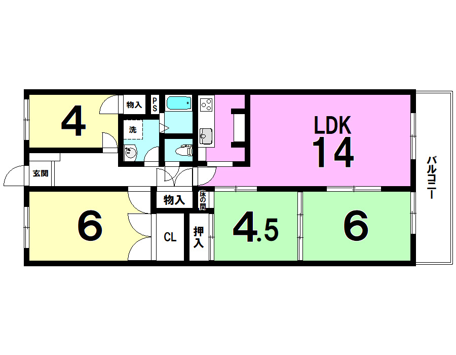 サンポートハイツの間取り|4LDK　現在の間取り