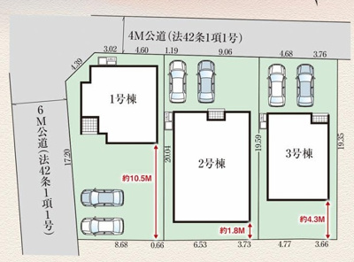 【区画図】 | 【新築分譲住宅～GRAFARE～】山形市久野本　全3棟 | 全3区画の分譲住宅です♪