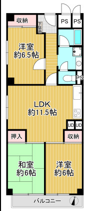 芦屋精道スカイハイツの間取り