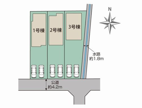 【区画図】 | 【仲介手数料０円】平塚市山下3丁目　新築一戸建て　全3棟 | 平塚市山下3丁目　新築一戸建て　全3棟