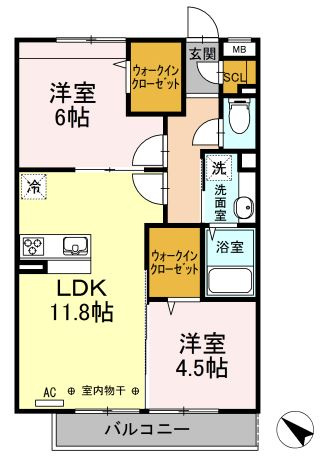 【間取り】 | エクレール原宿 | ファミリーにぴったりの2LDKの間取りです！