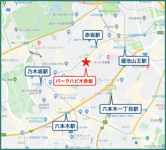 港区赤坂６丁目の賃貸マンションの地図
