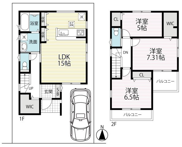 ◆南向き３ＬＤＫ住宅◆２面バルコニー◆大容量収納可能◆城陽市第８寺田今堀の間取り