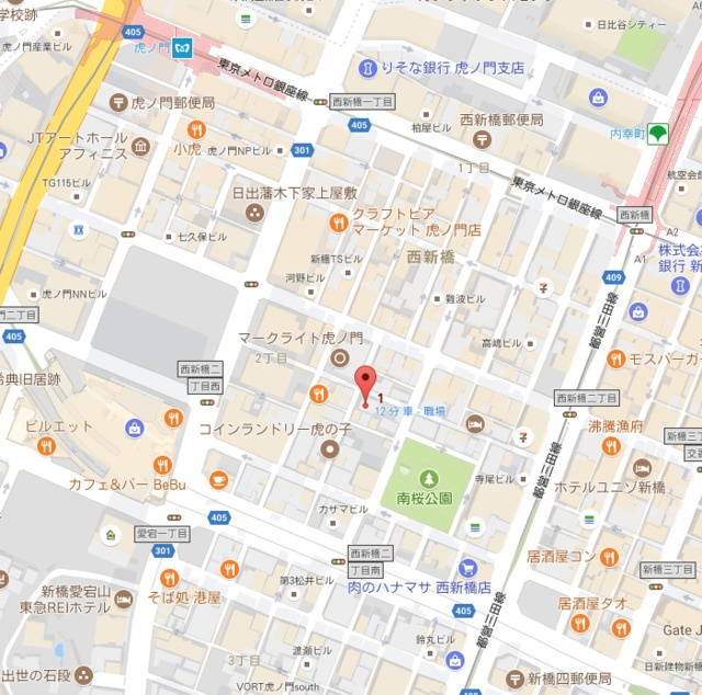 港区新橋１丁目の賃貸マンションの地図