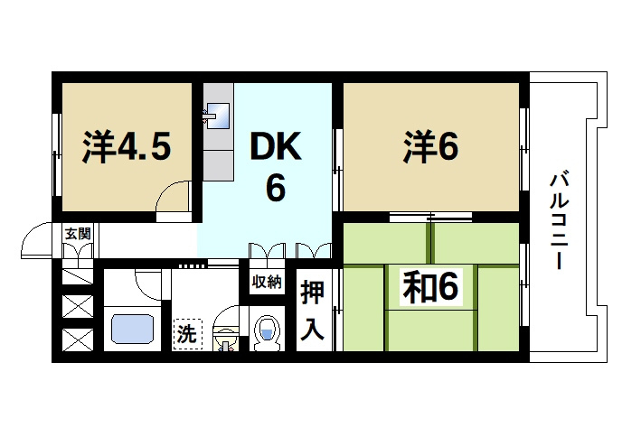 CENTURY・アスカⅠの間取り|使いやすい3DKの間取りです