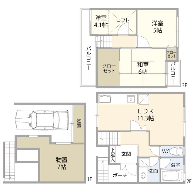 小松北町タウンハウスの間取り
