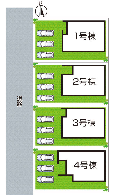 ★木津川市加茂町駅東　第2期　新築一戸建ての区画図|全4区画