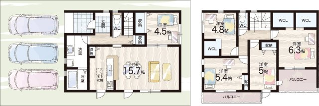 ★木津川市加茂町駅東　第2期　新築一戸建ての間取り|2号地