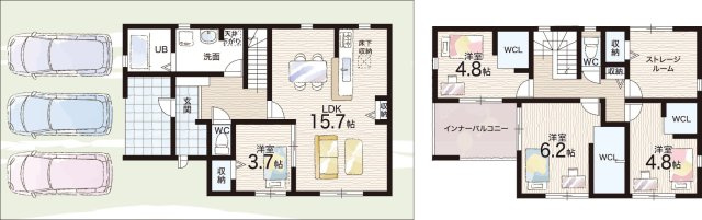 ★木津川市加茂町駅東　第2期　新築一戸建ての間取り|4号地