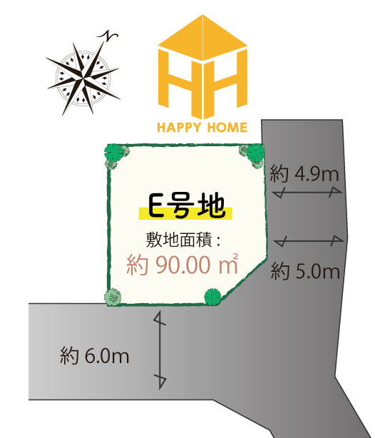 尼崎市田能4丁目建築条件無し土地｜全9区画＋90㎡の土地図|※図面と現況が異なる場合は、現況を優先します。
