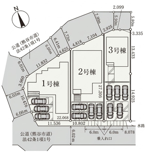 [新築住宅] 熊谷市肥塚 第3 全3棟の区画図