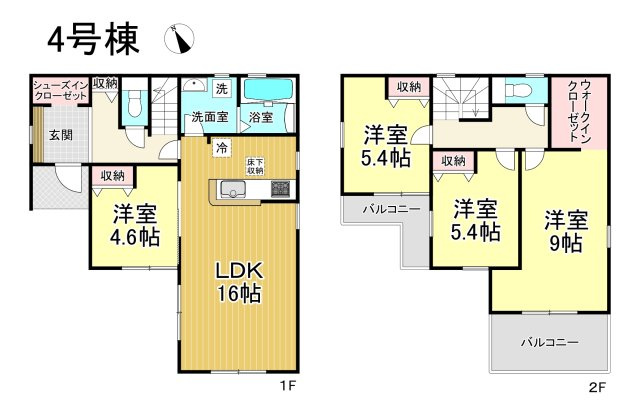 【本日ご案内可能】刈谷市井ケ谷町井田　全4棟の間取り|【4号棟】4080万円、4LDK、土地面積:146.59㎡、建物面積:100.61㎡