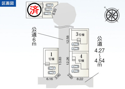 【本日ご案内可能】刈谷市井ケ谷町井田　全4棟の区画図|全体区画数｜全4棟
◆駐車2台可能！(但し、車種による)
◆閑静な住宅街です。
◎まずは、お気軽にお問い合わせください。現地を案内しながら周辺環境も見て頂けます。　　　　　　　　　　　　　　　　　　　