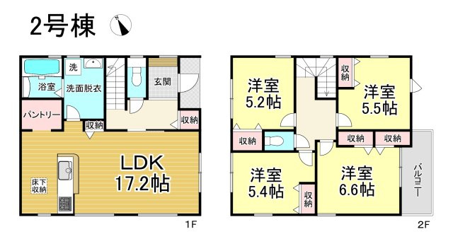 【同施工物件ご案内可能】刈谷市井ケ谷町井田　全4棟の間取り|【2号棟】3880万円、4LDK、土地面積:132㎡、建物面積:101.85㎡