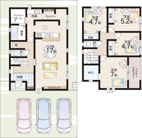 ★木津川市州見台　新築一戸建ての間取り|1号地