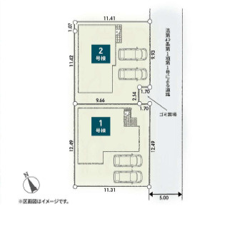 秦野市三屋第1　新築戸建　全2棟1号棟の区画図