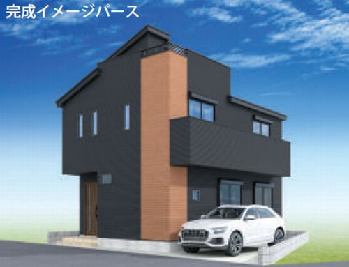 【外観】 | 【仲介手数料０円】茅ヶ崎市矢畑1期　新築一戸建て | 外観パース　茅ヶ崎市矢畑1期　新築一戸建て