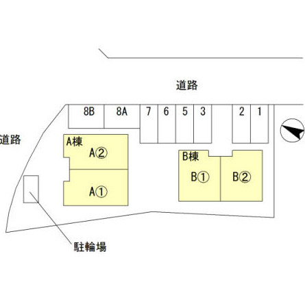 矢追テラスハウス　A棟の区画図