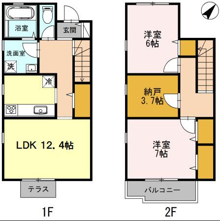 矢追テラスハウス　A棟の間取り