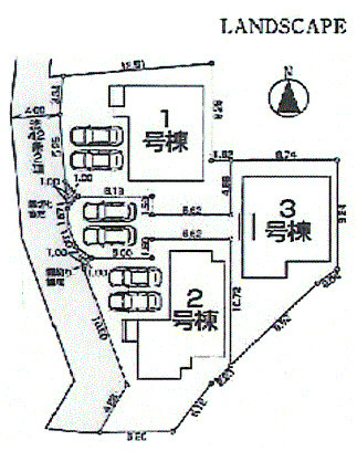 青梅市今井1丁目　新築戸建全3棟の区画図