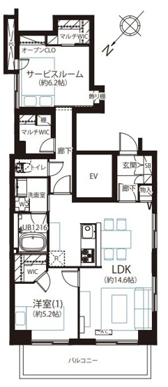 【間取り】 | 巣鴨第２ＳＹマンション | 三方角部屋なので、陽当たり・通風良好です！