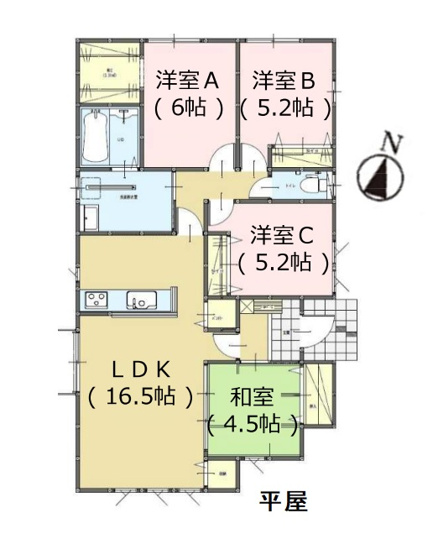 【間取り】 | 福岡市西区上山門2丁目8期・平屋　1号棟（全2棟）【仲介手数料無料・0円】 | 平日、土日祝日もお好きな日時にご見学可能です。お気軽にお問合せ下さい。