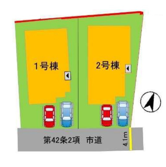 【区画図】 | 福岡市西区上山門2丁目8期・平屋　2号棟（全2棟）【仲介手数料無料・0円】 | 区画図です。2号棟
