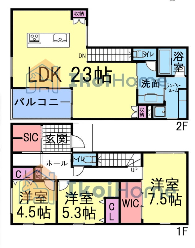 明石市東野町　新築戸建　の間取り|●年中無休：当日予約可●LDK23帖ございますので、大型テレビやソファーを置いても広々しております！
