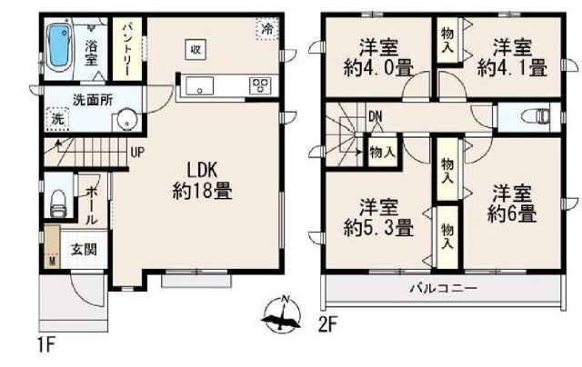中央線 武蔵小金井駅 17分 新築戸建 小金井市前原町4丁目の間取り