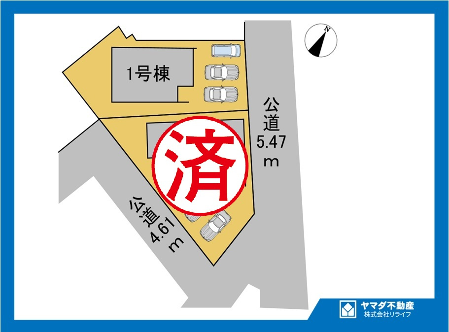 ファーストタウン　丹羽郡扶桑町柏森寺裏第1　全2区画分譲の区画図|■区画図
■YAMADA電機の　ヤマダ不動産　株式会社リライフ　
いつでもお問合わせ下さい。