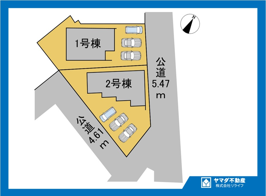 ファーストタウン　丹羽郡扶桑町柏森寺裏第1　全2区画分譲の区画図|■区画図
■YAMADA電機の　ヤマダ不動産　株式会社リライフ　
いつでもお問合わせ下さい。