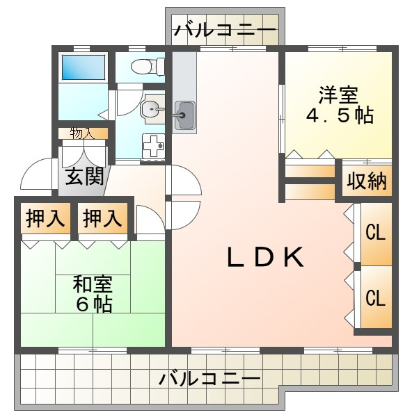 新多聞第３住宅の間取り
