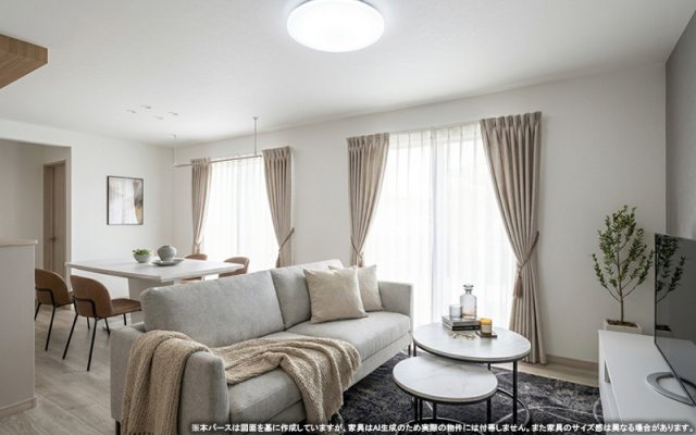【完成予想図】 | 【LDK　イメージパース】
※画像は設計図面を基に作成したイメージです。