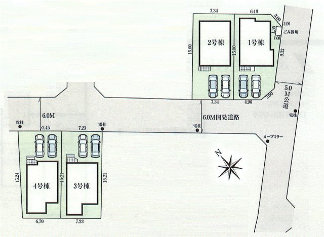 武蔵村山市残堀5丁目　新築戸建全4棟の区画図