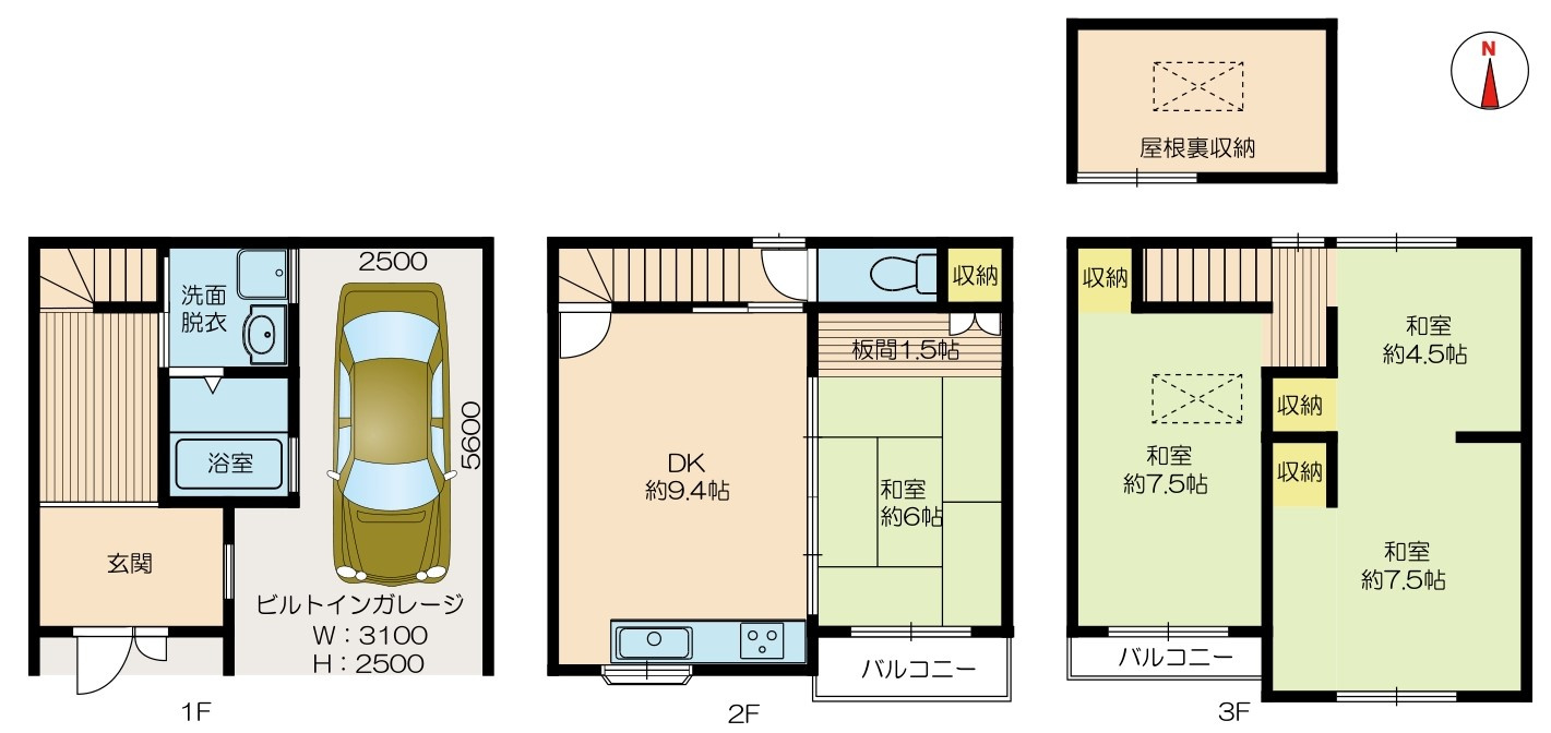 戸建 大阪市鶴見区放出東１丁目の間取り|中古戸建て　4DK　土地面積：40.81㎡(公簿）　建物面積：93.85㎡　南向き