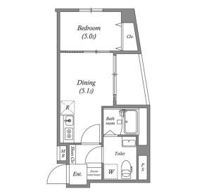 大阪市中央区谷町６丁目の賃貸マンションの間取り