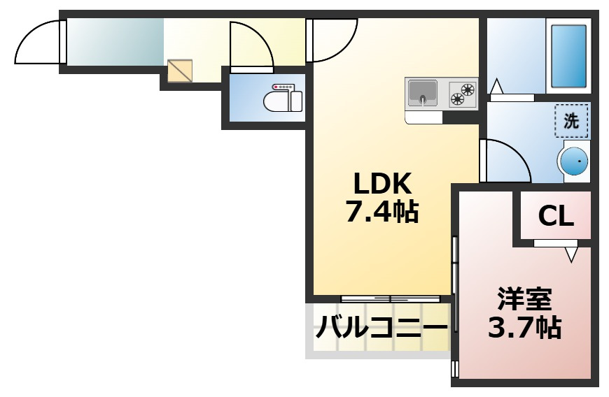 熊本市中央区新町４丁目のアパートの間取り