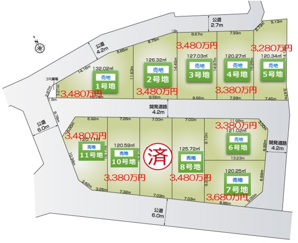 山口１１区画　9号地区画図