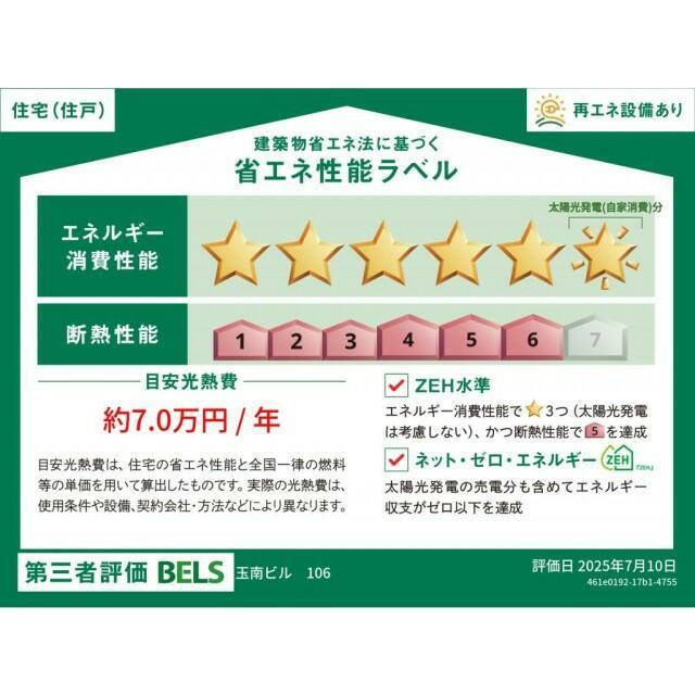Ｌｕｍｏｒａ玉南（ＺＥＨ）の省エネ性能ラベル