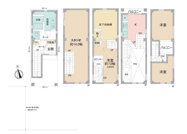 西区戸部町五丁目の間取り|スタジオ付き！居住用設備もしっかり設置されています。