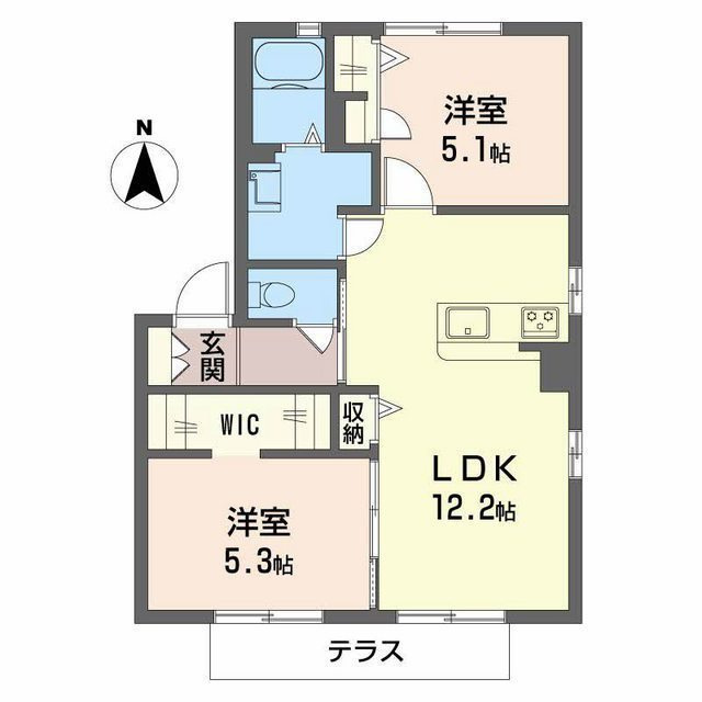 各務原市鵜沼朝日町５丁目のアパートの間取り