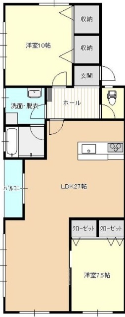 佐世保市俵町の賃貸マンションの間取り