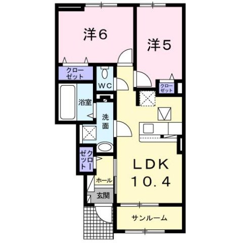 熊本市北区清水万石４丁目のアパートの間取り