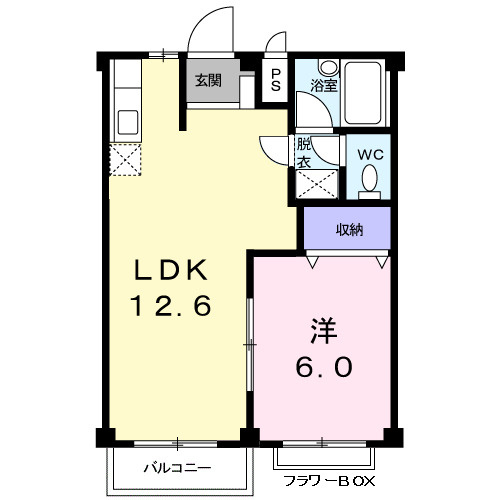 熊本市北区龍田６丁目のアパートの間取り