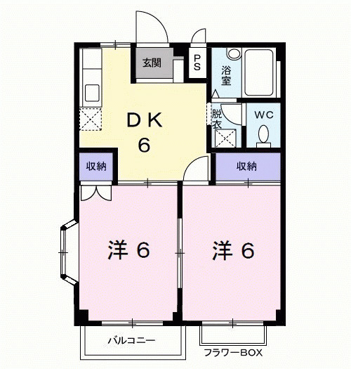 熊本市北区打越町のアパートの間取り